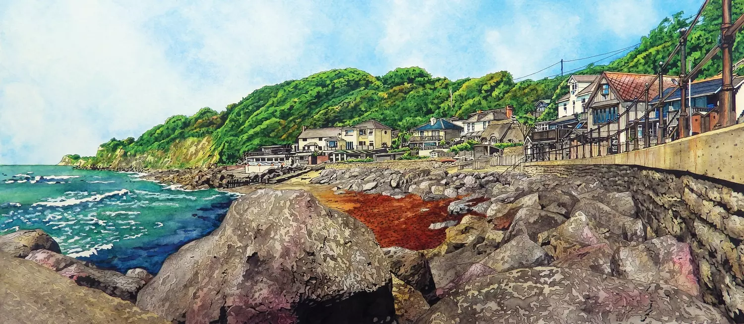 Steephill Cove in Pen & Ink and Watercolour